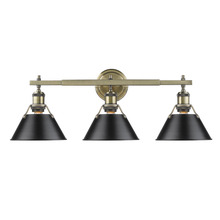  3306-BA3 AB-BLK - Orwell 3-Light Vanity Light in Aged Brass with Matte Black